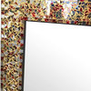 Multi-Colored & Gold, Luxe Mosaic Glass Framed Wall Mirror, Decorative Embossed