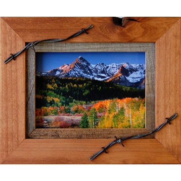 Western Frames-5x7 Wood Frame With Barbed Wire Sagebrush Series