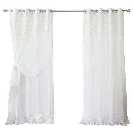 Floral Lace Overlay Curtains, 96"