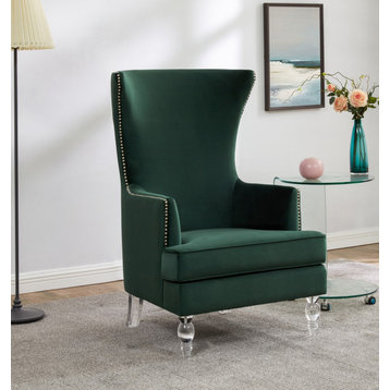 Safavieh Couture Geode Modern Wingback Chair, Forest Green