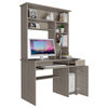 Weston 2 Computer Desk, With 2 Drawers, 6 Shelves And Hutch, Light Gray