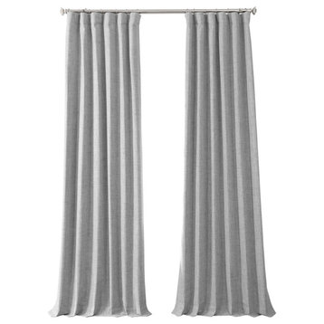 Vintage Thermal Cross Linen Weave Blackout Curtain Single Panel, Millennial Gray