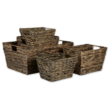 DII Asst Gray Wash Hyacinth Basket Set of 5