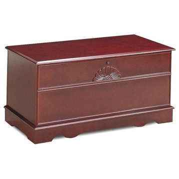 Bowery Hill Rectangular Traditional Wood Cedar Chest in Brown