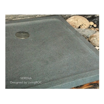 SERENA 36"x 36" STONE SHOWER BASE IN GENUINE GRAY GRANITE