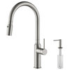 KIBI Hilo Single Handle Pull Down Kitchen Faucet, Brush Nickel, W/ Soap Dispense