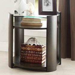 HOMELEGANCE 3534-04 CONTEMPORARY ESPRESSO END TABLE GLASS TOP - Side Tables And End Tables