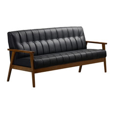 Aarhus Sofa, Black Faux Leather