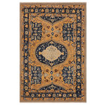 Bareens Designer Rugs - Rustic Heriz Ziegler Stefani Orange Blue Hand-Knotted Rug - 9'0'' x 12'1'' - Enhance the ambiance of your home with this magnificent Persian-influenced Turkish hand-knotted rug made by skilled artisans capable of creating the most exceptional vegetable dyes and hand-spun wool. This exquisite handmade rug is a one-of-a-kind Peshawar Kafkaz, otherwise identified as Chobi, Chobi Peshawar, Oushak, or Ziegler rug. These handmade rugs are crafted in Pakistan utilizing superior-quality wool imported from Australia, New Zealand, and Korea in two types of weaves: the Persian weave and the Mori weave. This rug is meticulously crafted by hand using the finest natural vegetable dyes extracted from local plants. The artisans use a blend of hand-spun local and fine merino wool, resulting in a rug with a compelling texture, higher lanolin content, and longer staple. The artisans occasionally incorporate natural or artificial silk into the pile to enhance specific motifs. The finished product is an awe-inspiring execution of flawless design and an understated palette that exudes elegance.