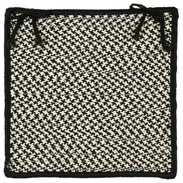 Outdoor Houndstooth Tweed - Black Chair Pad (set 4)