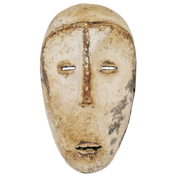 Consigned Antiqued White Wood Lega Mask