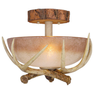 Lodge 12" Antler Semi Flush Ceiling Light Noachian Stone