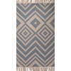 Tribal Pattern Polyester Blue/Ivory Indoor-Outdoor Area Rug ( 3.6x5.6 )