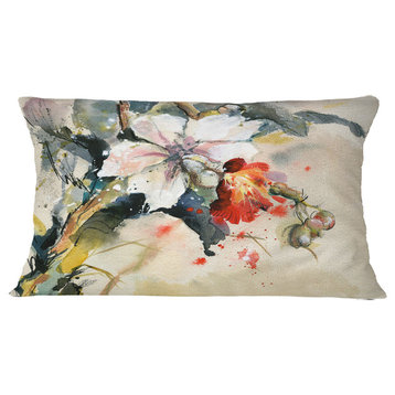Orchid in Bloom Floral Throw Pillow, 12"x20"