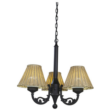 19-750 Versailles Chandelier 19750 With Black Body And Stone Wicker Shades