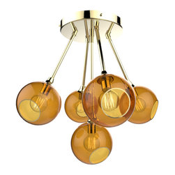 Ballroom Molecule Chandelier, Contemporary Gold Glass Globes - MB Collection - Chandeliers