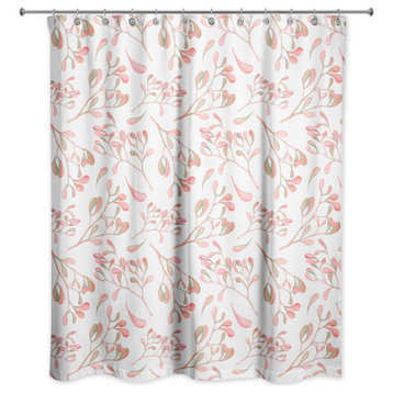 Watercolor Leaves Berries 4 71x74 Shower Curtain
