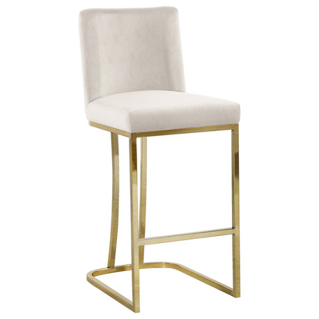 Heidi Upholstered Counter Stool, Cream, Gold, Velvet
