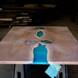 Walnut and Resin River Table - Dining Tables