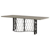 Unique Dining Table, Geometric Honeycomb Metal Base & Concrete Top, Black/Grey