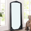 Wooden Arched Full Length Mirror,Vintage Carved Wall Mirror, Gold, 30"x69", Black, 28"x67"