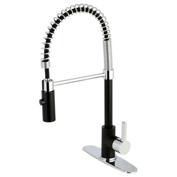 Single-Handle Pre-Rinse Kitchen Faucet, Matte Black/Polished Chrome