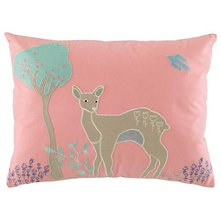 The Land of Nod | Kids Pillows: Pink Deer Throw Pillow in Throw Pillows