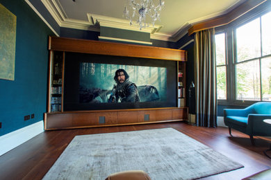 Design ideas for a contemporary home cinema in West Midlands.