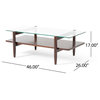 Mumford Acacia Wood Coffee Table With Tempered Glass Top, Brown Mahogany, Brown