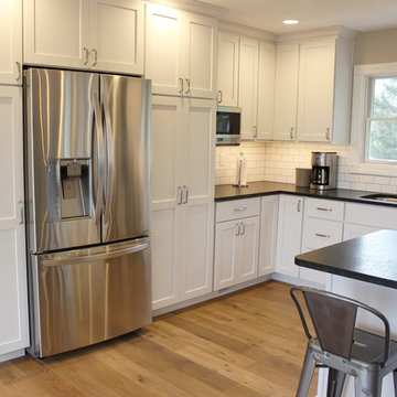 Geneseo, IL- White Painted Kitchen with Matte Black Granite and Subway Tile