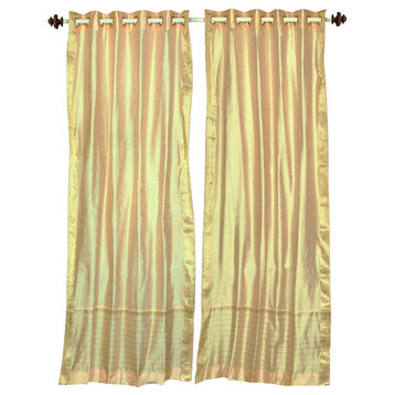 Lined-Golden Ring Top  Sheer Sari Curtain / Drape / Panel   - 43W x 96L - Piece