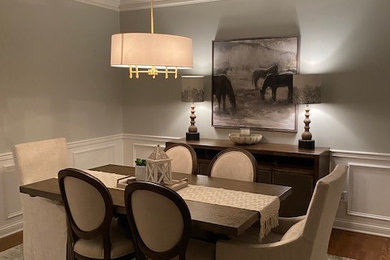 AFTER - awesome lamps, great horse print, new chandelier