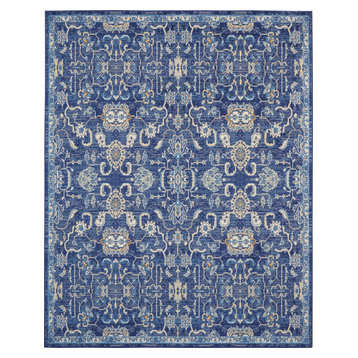 Nourison Grafix Navy Blue Persian Area Rug, Navy, 7'10"x9'10"