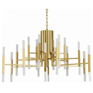 Gold/Black Postmodern LED Chandelier For Living Room, Lobby, Restaurant, Gold, 60 Lights - Dia109.0xh70.1cm / Dia42.9xh27.6"