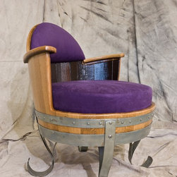 Wine Barrel Table & 4 Chairs Set - Armchairs And Accent Chairs