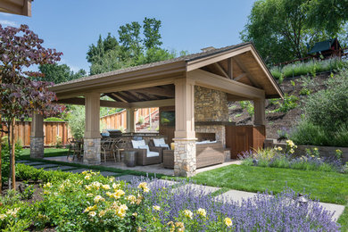 Patio kitchen - traditional patio kitchen idea in San Francisco with a gazebo