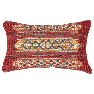 Liora Manne Marina Tribal Stripe Indoor/Outdoor Pillow, Red, 12"x18" Pillow