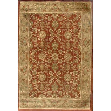 Floral Hand-Tufted Wool Rug, Burgundy and Rust, 9'x13'