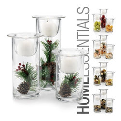 Holiday Set of 3 Christmas Hurricanes - Candleholders