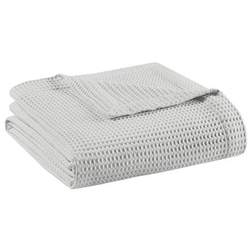 Beautyrest Cotton Waffle Weave Bedding Blanket, Grey