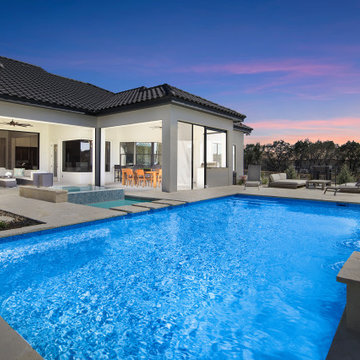 Chic Contemporary Pool with Negative Edge Spa