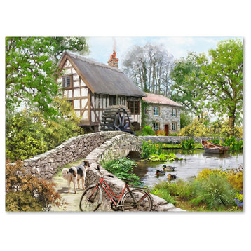 The Macneil Studio 'Watermill with Rowboat and Dog' Canvas Art, 18" x 24"