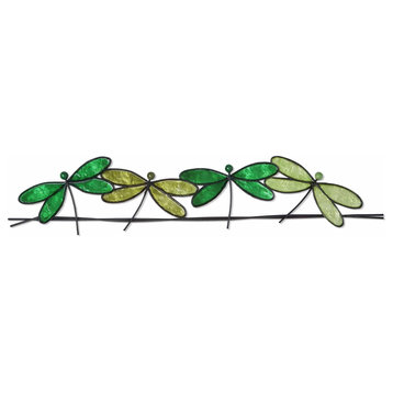 Dragonflies On A Wire Green