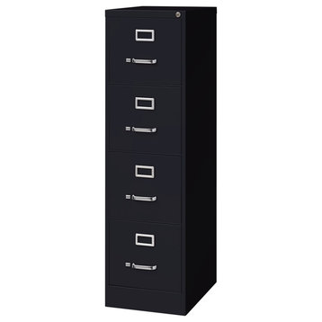 Bowery Hill 22" 4-Drawer Metal Letter Width Vertical File Cabinet in Black