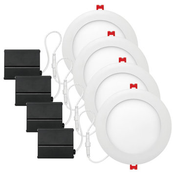 6" White Integrated LED Ultra Slim Recessed Lighting Kit, 4-Pack