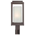 Quoizel Lighting - Powell 1-Light Outdoor Post Mount, Western Bronze - Enhance the exterior of your home with this unique and unadorned Powell collection. The shadowbox is striking in a western bronze finish and is contrasted beautifully by the rectangular white art glass.