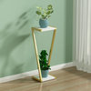 Multi-layer Plant Shelves, European Style, Gold/white, H27.6"