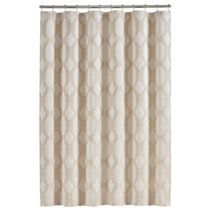 Blue Teal Aqua White Fabric Shower Curtain: Geometric Cascading Design -  Contemporary - Shower Curtains - by Curtain Call | Houzz