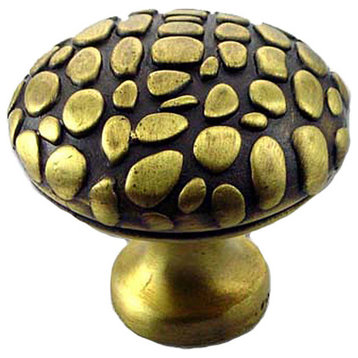 Crocodile Round Knob - Antique Brass
