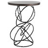 Olympus Wood Top Accent Table Black Finish Espresso Maple Top